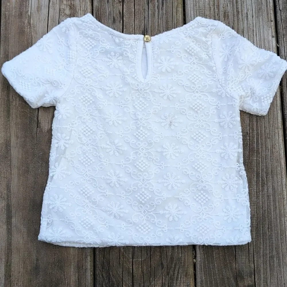 Genuine Kids By Oshkosh 3T White Embroidered Short Sleeve Blouse